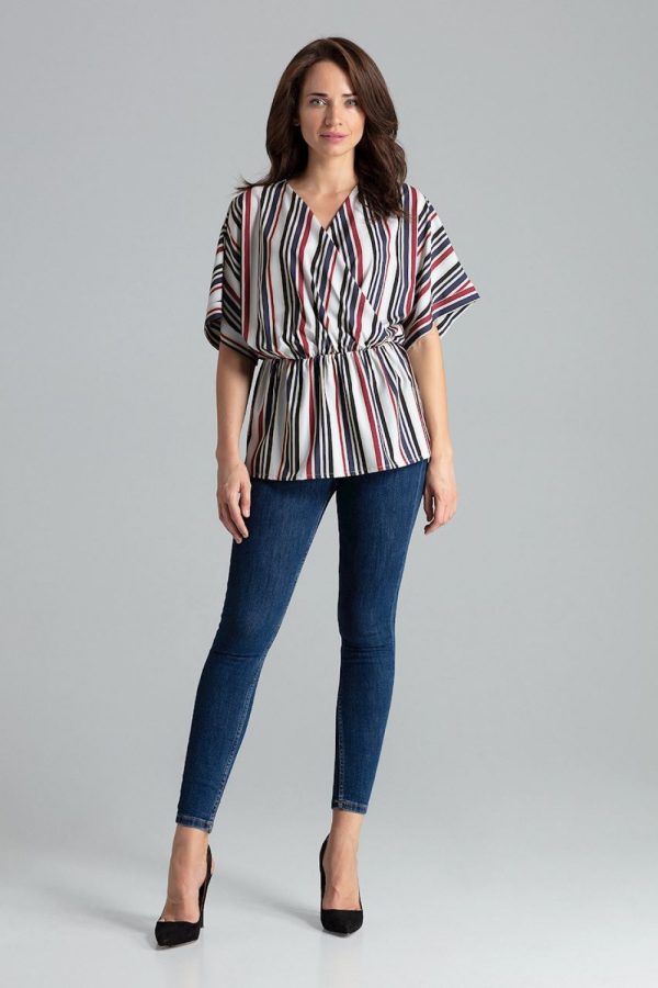 Multicolor Blouse in Women`s Blouses, Tunics with Spandex and Polyester