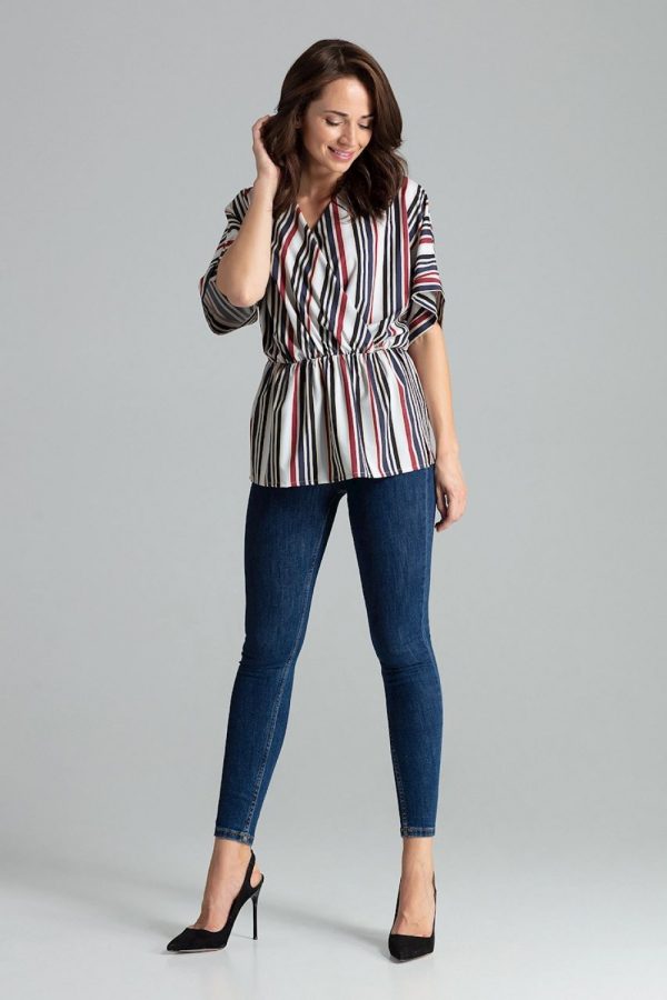 Multicolor Blouse in Women`s Blouses, Tunics with Spandex and Polyester