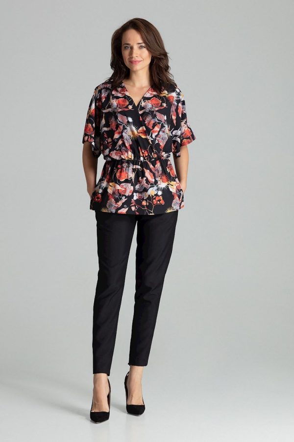 Black Blouse in Women`s Blouses, Tunics with Spandex and Polyester
