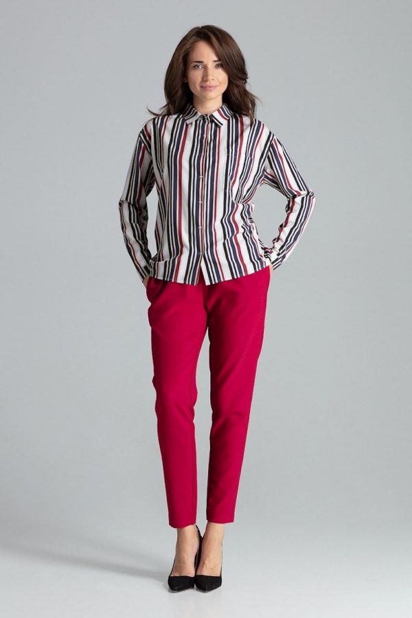 Multicolor Long Sleeve Shirt in Shirts For Women with Spandex and Polyester