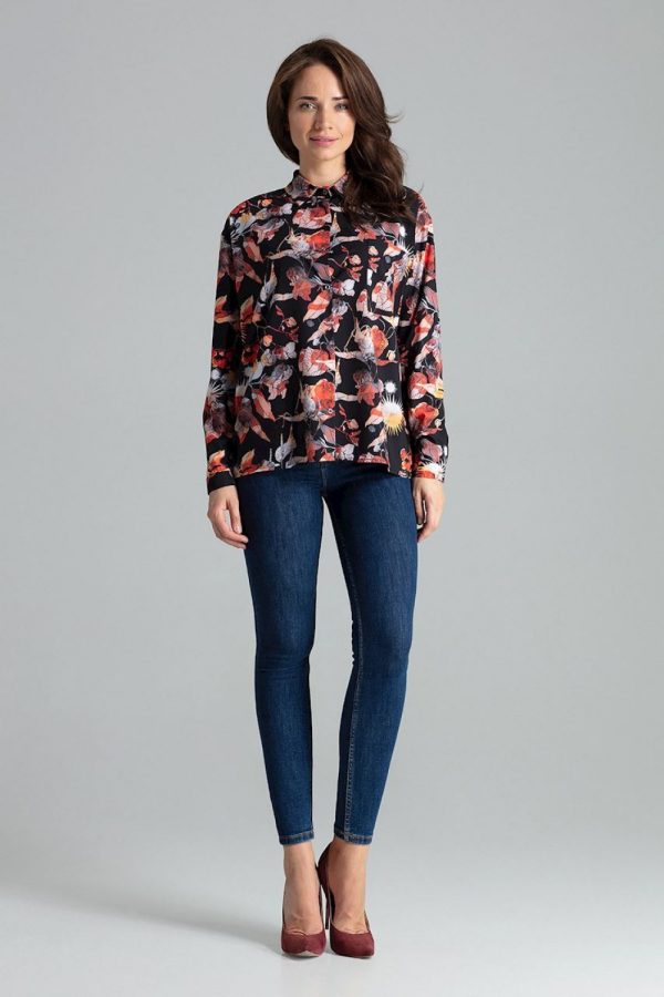 Black Long Sleeve Shirt in Shirts For Women with Spandex and Polyester