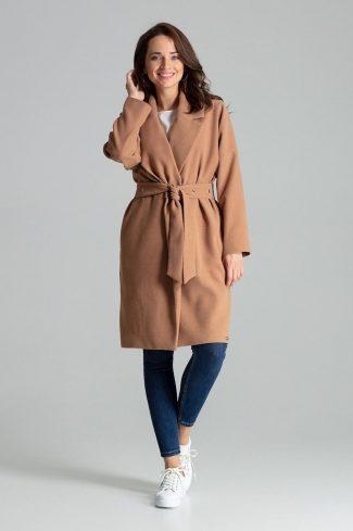 Beige Coat in Women`s Coats, Jackets with Polyester and Viscose