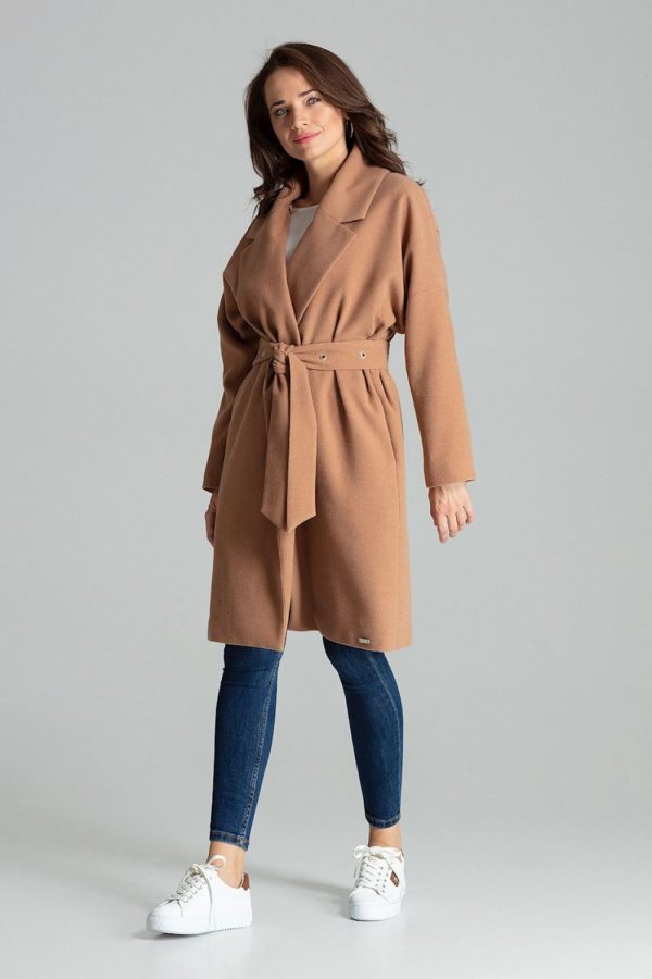 Beige Coat in Women`s Coats, Jackets with Polyester and Viscose
