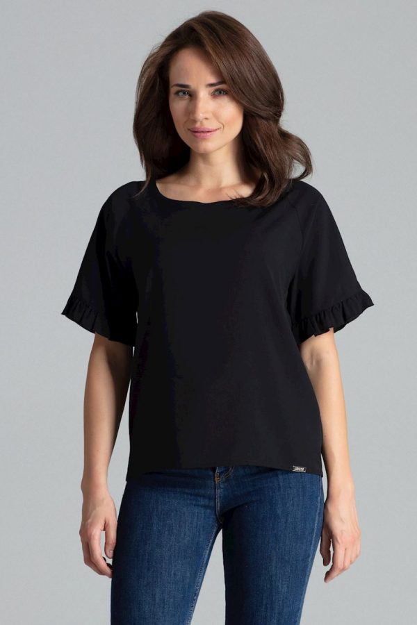 Black Blouse in Women`s Blouses, Tunics with Spandex, Polyester and Viscose