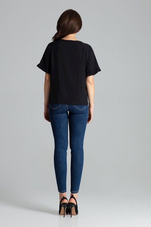 Black Blouse in Women`s Blouses, Tunics with Spandex, Polyester and Viscose