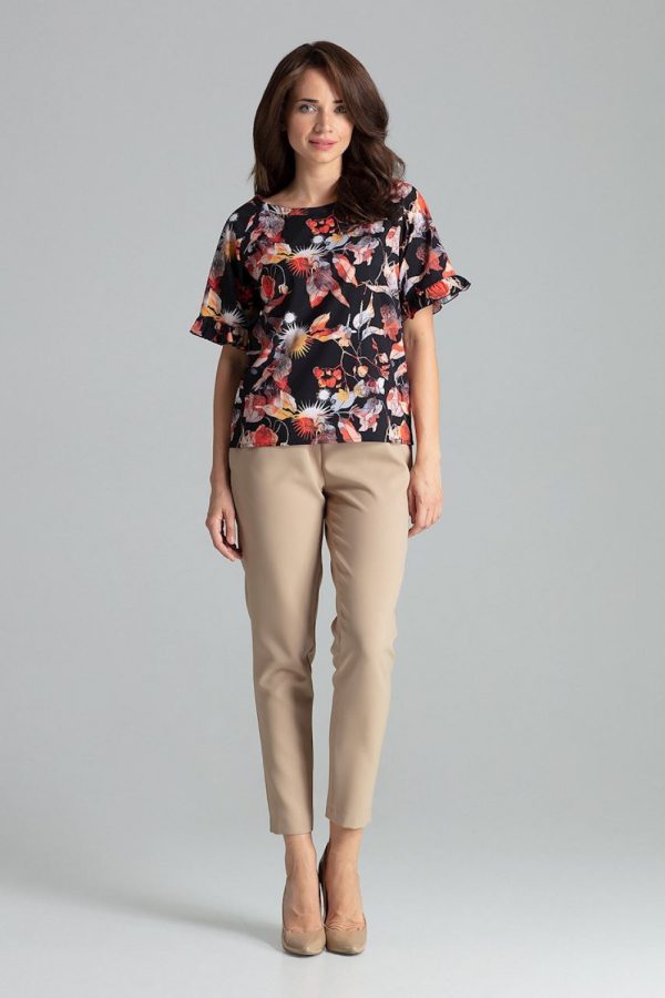Black Blouse in Women`s Blouses, Tunics with Spandex and Polyester