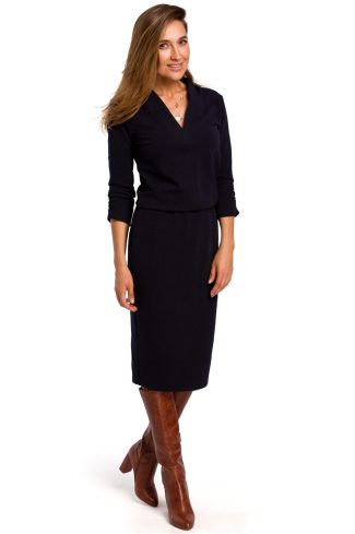 Navy Blue Daydress in Day Dresses with Cotton