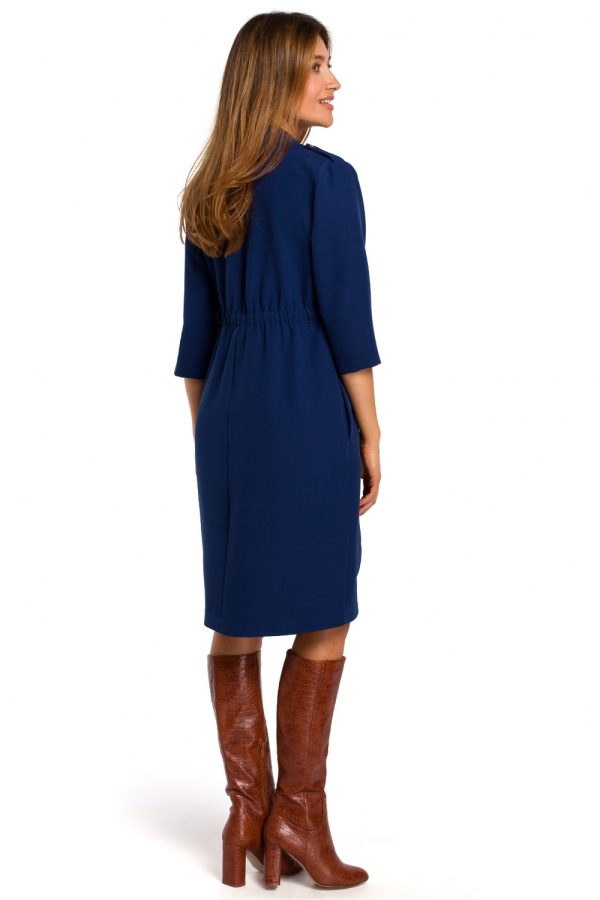 Navy Blue Daydress in Day Dresses with Spandex and Polyester