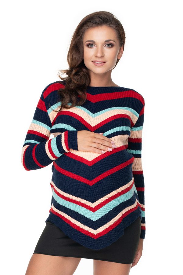 Navy Blue Pregnancy Sweater in Sweter Ciążowy with Acrylic