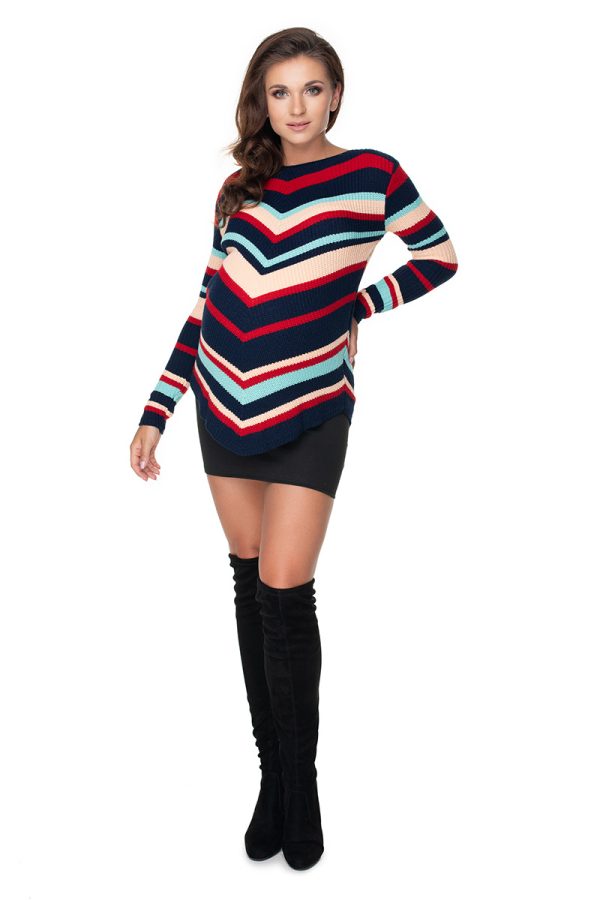 Navy Blue Pregnancy Sweater in Sweter Ciążowy with Acrylic