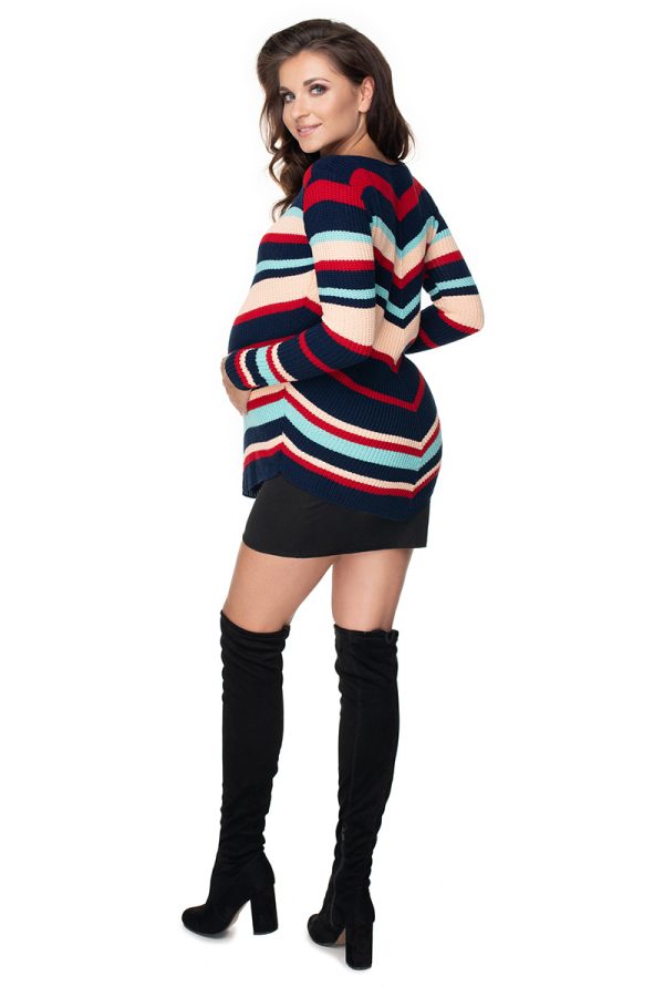 Navy Blue Pregnancy Sweater in Sweter Ciążowy with Acrylic