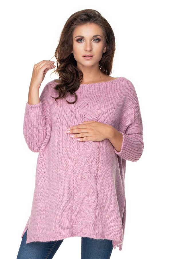 Pink Pregnancy Sweater in Sweter Ciążowy with Acrylic, Polyamide, Polyester and Wool