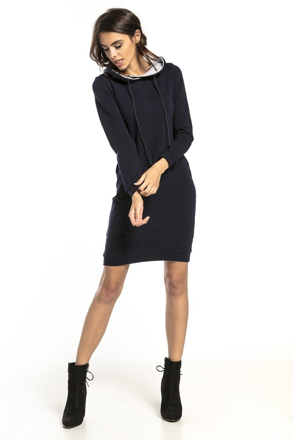 Navy Blue Daydress in Day Dresses with Cotton and Polyester