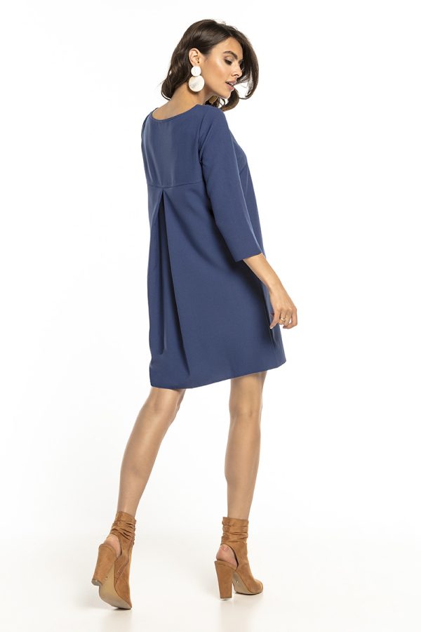 Navy Blue Daydress in Day Dresses with Spandex and Polyester
