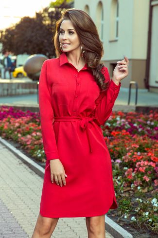 Red Daydress in Day Dresses with Spandex and Polyester