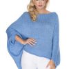 861575 Blue Poncho in Cardigans For Women, Ponchos with Acrylic, Polyamide and Viscose