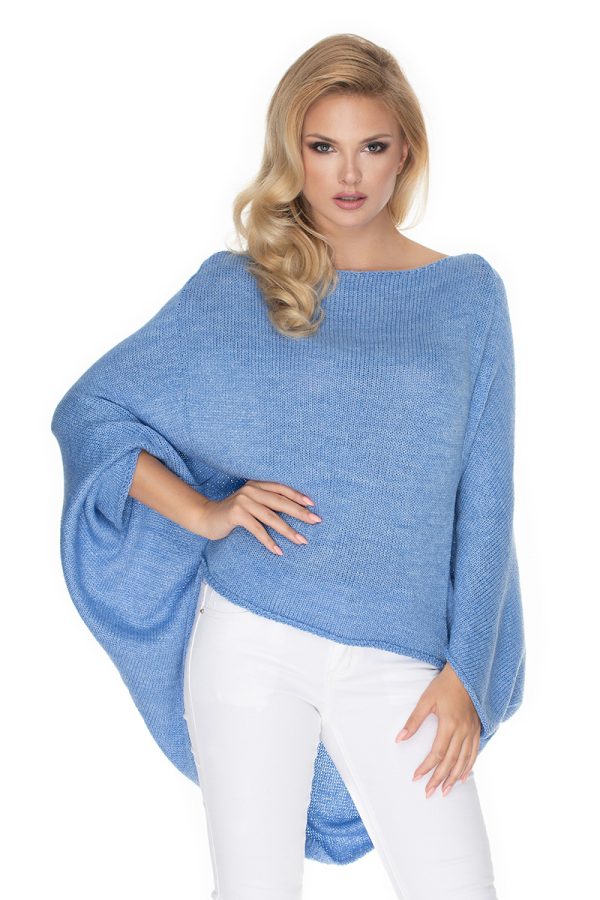 Blue Poncho in Cardigans For Women, Ponchos with Acrylic, Polyamide and Viscose