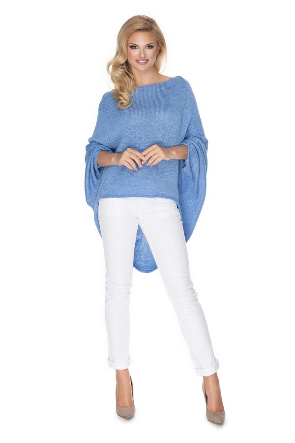 Blue Poncho in Cardigans For Women, Ponchos with Acrylic, Polyamide and Viscose