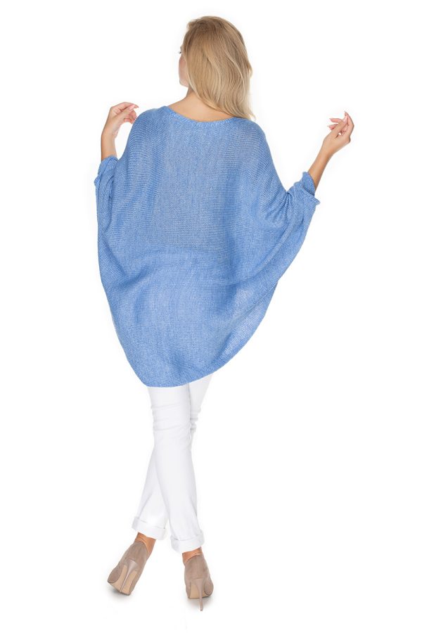 Blue Poncho in Cardigans For Women, Ponchos with Acrylic, Polyamide and Viscose
