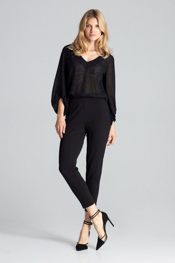 Black Women Trousers in Pants, Trousers, Shorts with Spandex and Polyester