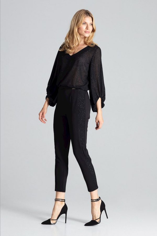 Black Women Trousers in Pants, Trousers, Shorts with Spandex and Polyester
