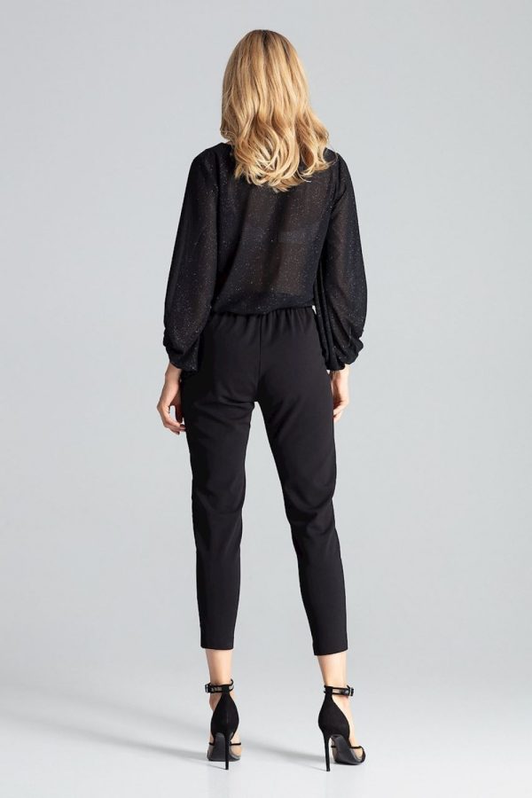 Black Women Trousers in Pants, Trousers, Shorts with Spandex and Polyester
