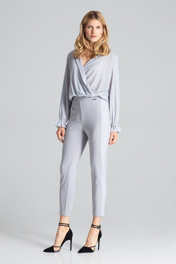 Grey Women Trousers in Pants, Trousers, Shorts with Spandex and Polyester