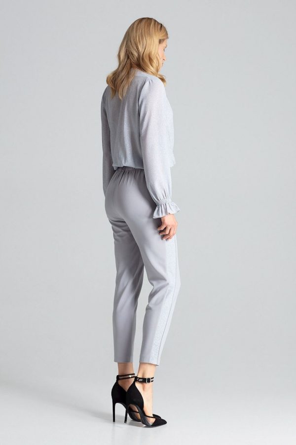 Grey Women Trousers in Pants, Trousers, Shorts with Spandex and Polyester