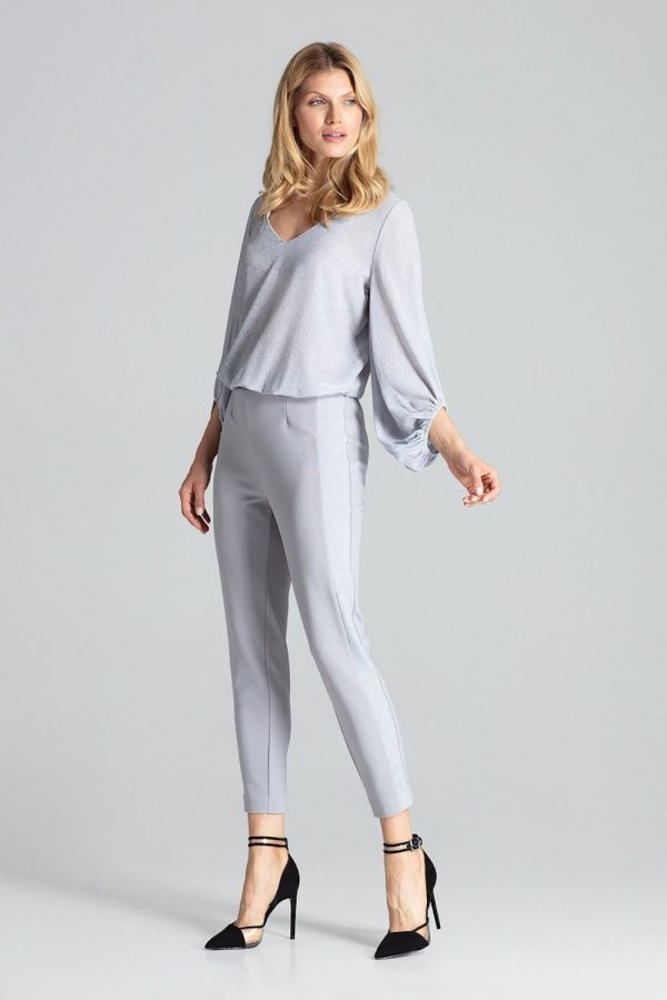 Grey Women Trousers in Pants, Trousers, Shorts with Spandex and Polyester