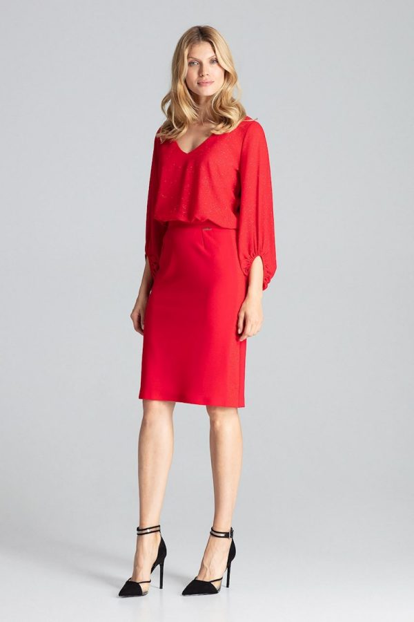 Red Skirt in Skirts with Spandex and Polyester
