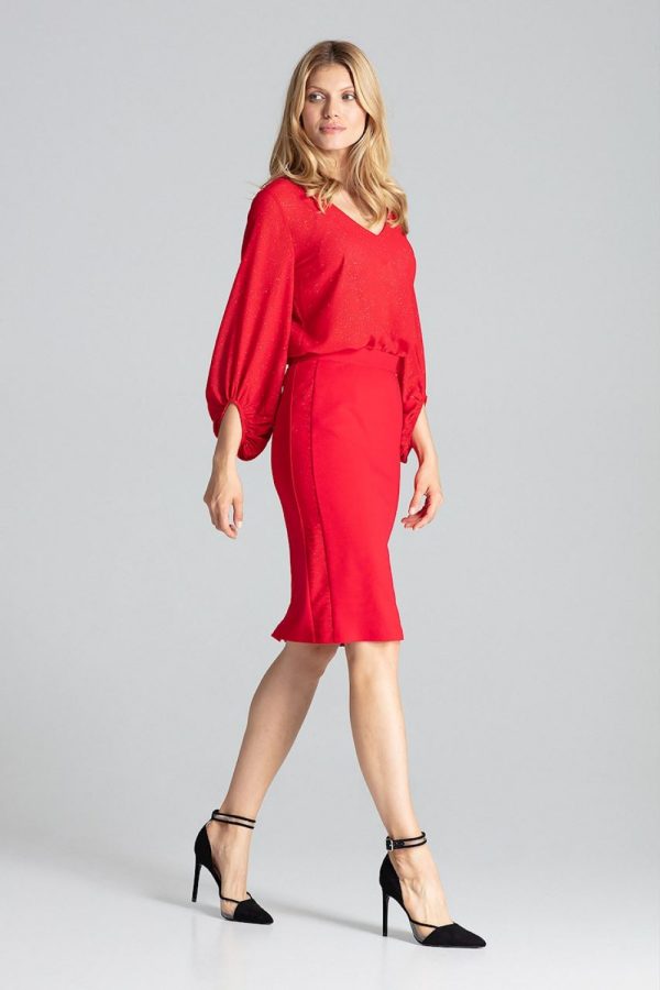 Red Skirt in Skirts with Spandex and Polyester