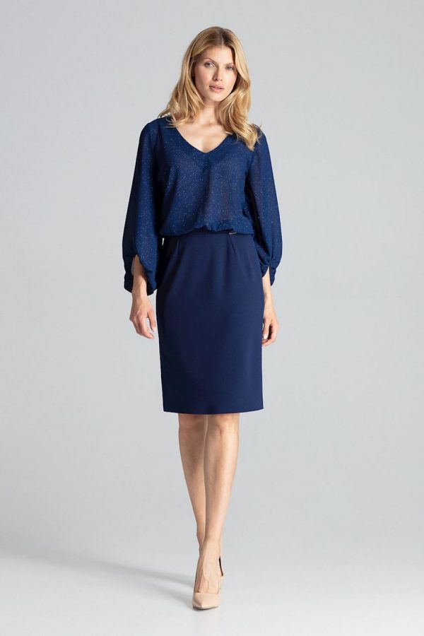 Navy Blue Skirt in Skirts with Spandex and Polyester