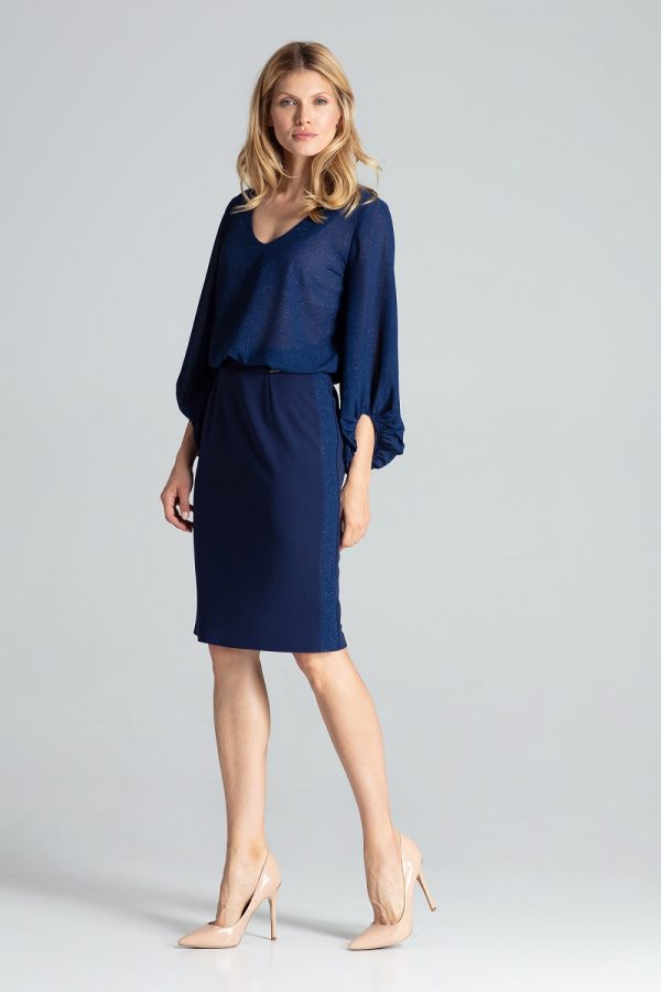Navy Blue Skirt in Skirts with Spandex and Polyester