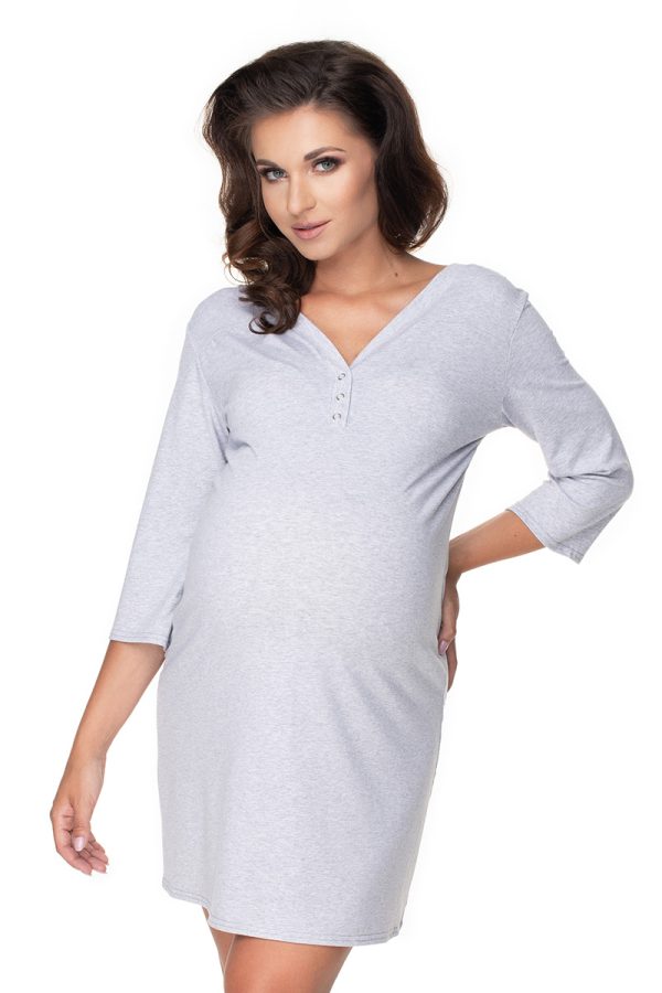 Grey Maternity Nightgown in Maternity Nightwear with Spandex and Viscose
