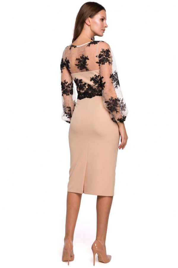 Beige Cocktail Dress in Formal Dresses, Cocktail Dresses with Spandex and Polyester