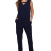 Navy Blue Suit in Playsuits For Women with Spandex, Polyester and Rayon