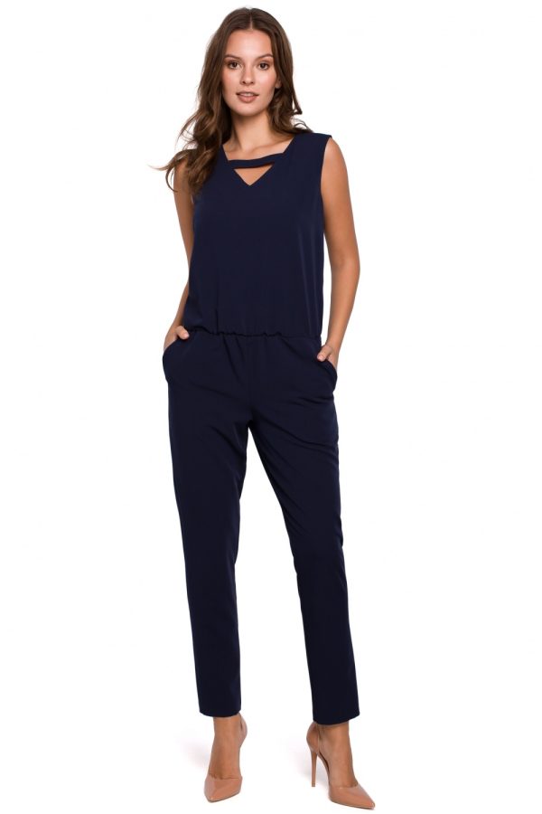 Navy Blue Suit in Playsuits For Women with Spandex, Polyester and Rayon