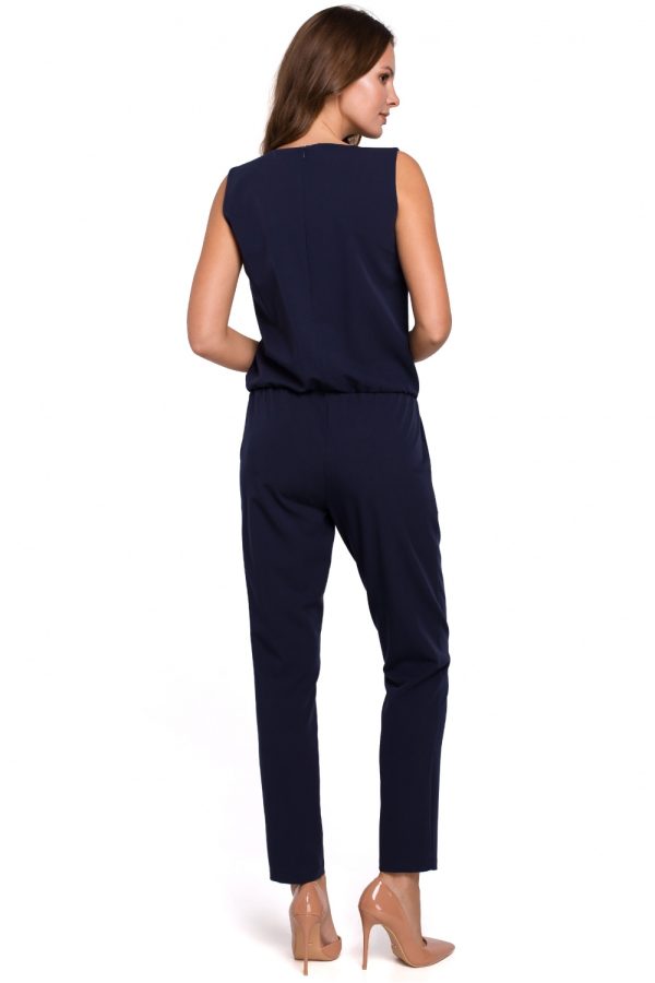 Navy Blue Suit in Playsuits For Women with Spandex, Polyester and Rayon