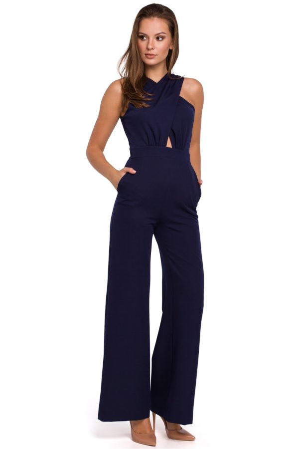 Navy Blue Suit in Playsuits For Women with Spandex and Polyester