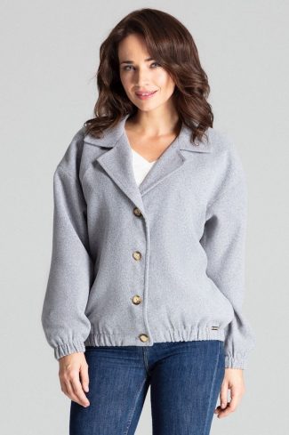 Grey Jacket in Women`s Coats, Jackets with Polyester and Viscose