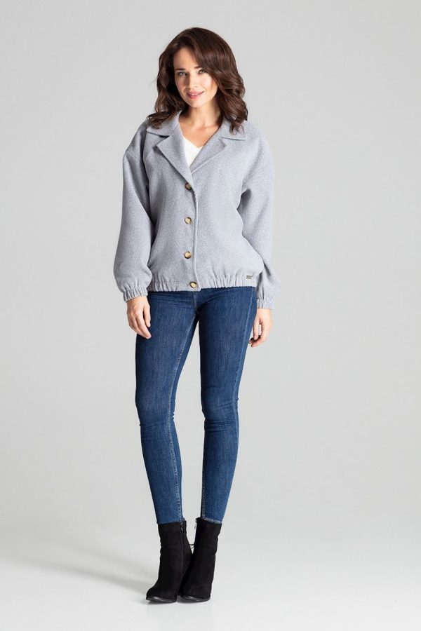 Grey Jacket in Women`s Coats, Jackets with Polyester and Viscose