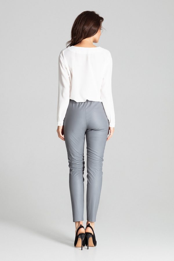 Grey Trousers in Casual Pants For Women with Spandex and Polyester