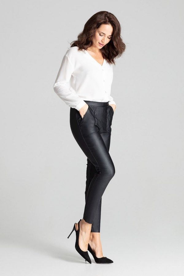 Black Trousers in Casual Pants For Women with Spandex and Polyester