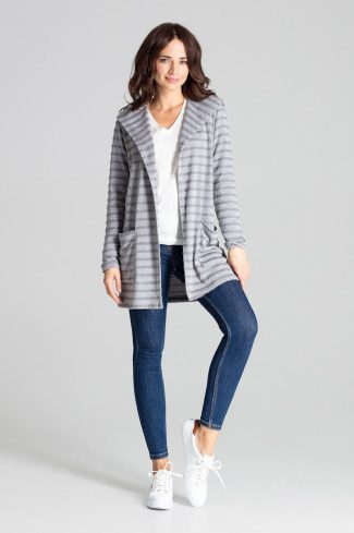 Grey Cardigan in Cardigans For Women, Ponchos with Spandex, Polyester and Viscose