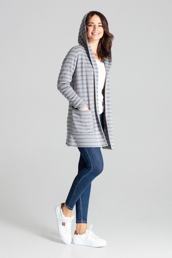Grey Cardigan in Cardigans For Women, Ponchos with Spandex, Polyester and Viscose
