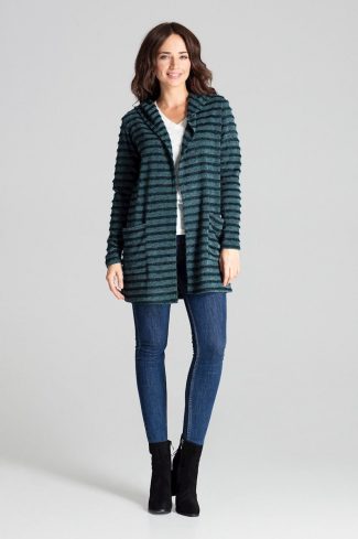 Green Cardigan in Cardigans For Women, Ponchos with Spandex, Polyester and Viscose