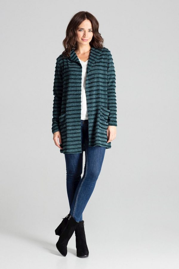 Green Cardigan in Cardigans For Women, Ponchos with Spandex, Polyester and Viscose