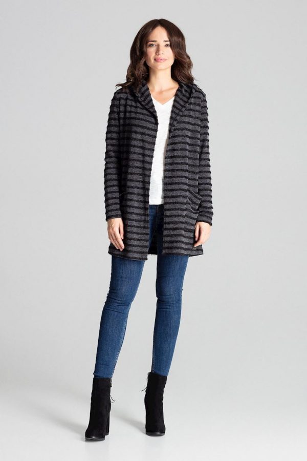 Black Cardigan in Cardigans For Women, Ponchos with Spandex, Polyester and Viscose