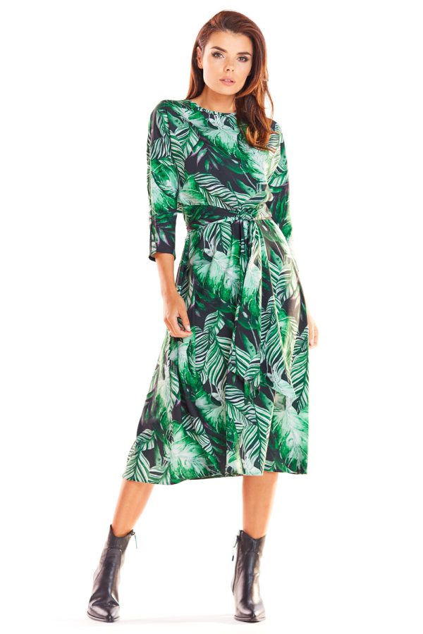 Green Daydress in Day Dresses with Spandex and Polyester