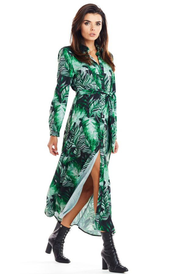 Green Daydress in Day Dresses with Spandex and Polyester